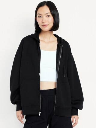 Oversized Bounce Fleece Zip Tunic Hoodie | Old Navy (US)