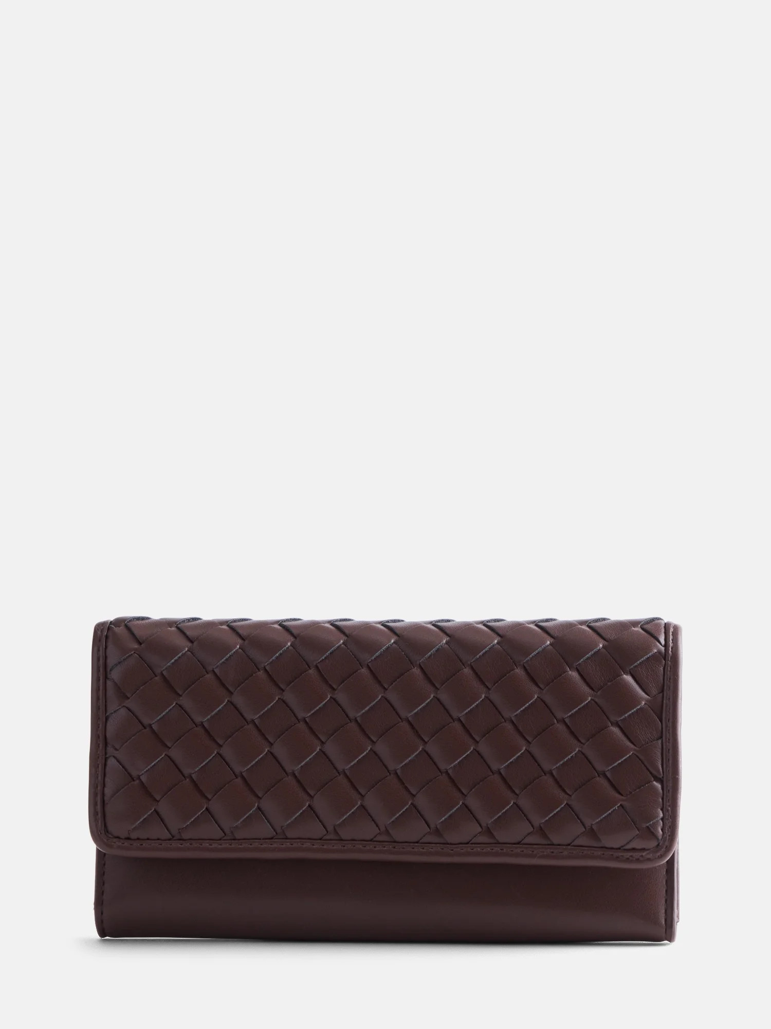 Scenario Women's Woven Faux Leather Clutch Wallet, Warm Chocolate - Walmart.com | Walmart (US)