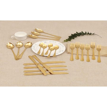 Elegantoss 24pcs Stainless Steel Flatware Tableware Gold Colored Cutlery Set in attractive Golden... | Walmart (US)