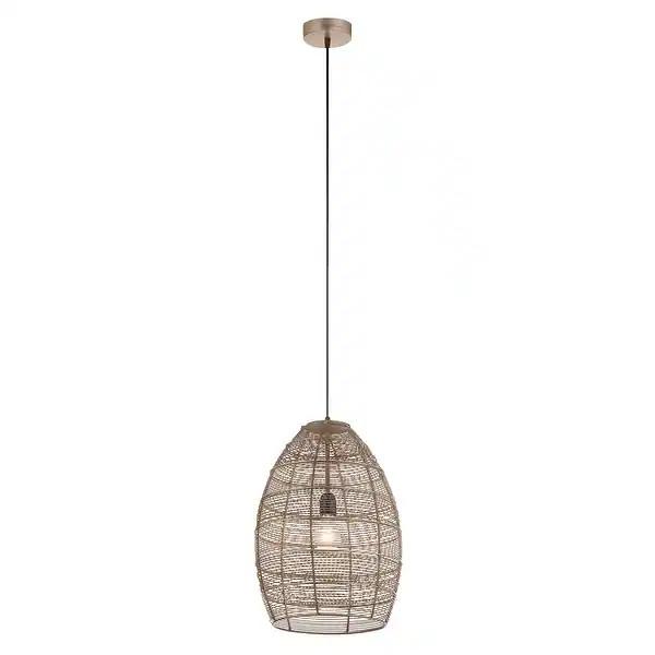 Alessia River of Goods Brass Metal Cone-Shaped Woven Pendant Lamp - 12.25" x 12.25" x 19.5/78.5" ... | Bed Bath & Beyond