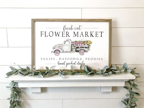 Farmhouse Spring Sign | Fresh Cut Flower Market Sign | Fresh Cut Flowers Sign | Spring Decor | Fa... | Etsy (US)