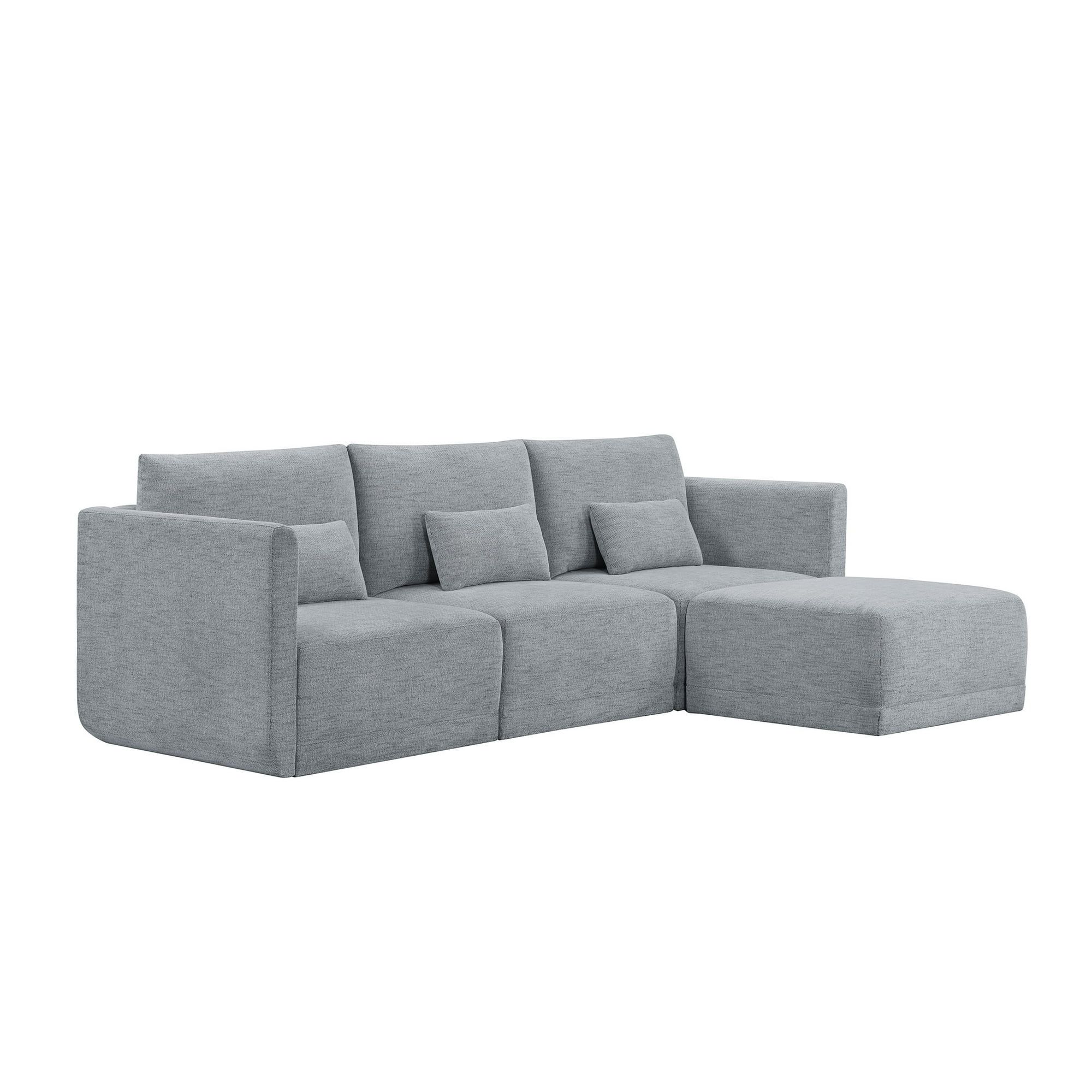 Beautiful Drew Modular Sectional Sofa with Ottoman by Drew Barrymore, Gray Fabric - Walmart.com | Walmart (US)