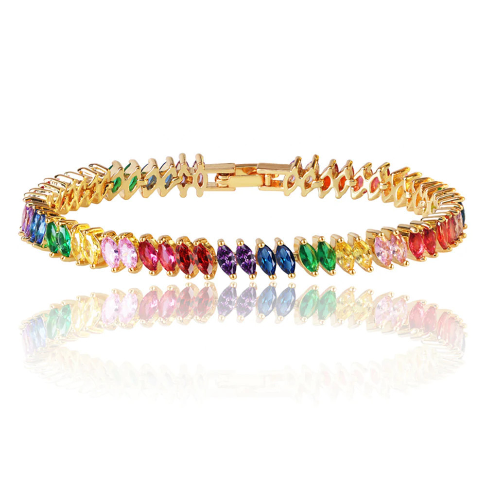 Rainbow Tennis Bracelet | Cubic Zirconia Tennis Bracelet | CZ Tennis Bracelet | Crystal Tennis Br... | Hollywood Sensation