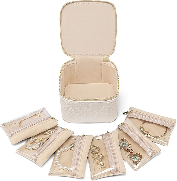 VLANDO Travel Jewelry Case,Valentines Gifts,Small Jewelry Box Organizer,Travel Jewelry Storage wi... | Amazon (US)