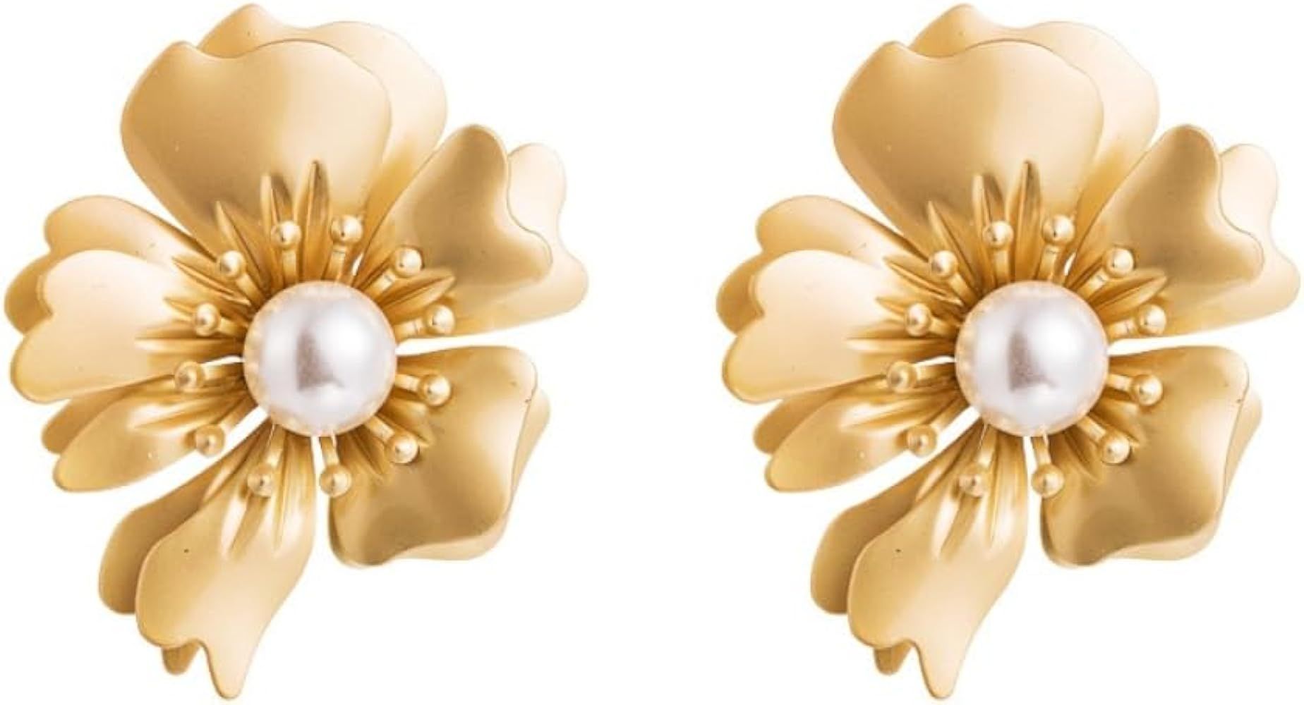 Elarith exaggerated women's pearl flower earrings; 2024 new gold-plated jewelry gift box packagin... | Amazon (US)