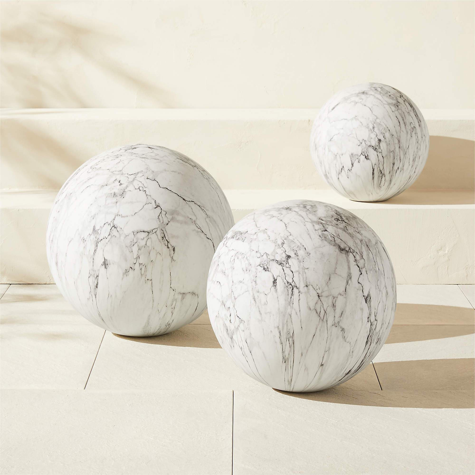 Playa White Faux Marble Indoor/Outdoor Ball Small + Reviews | CB2 | CB2
