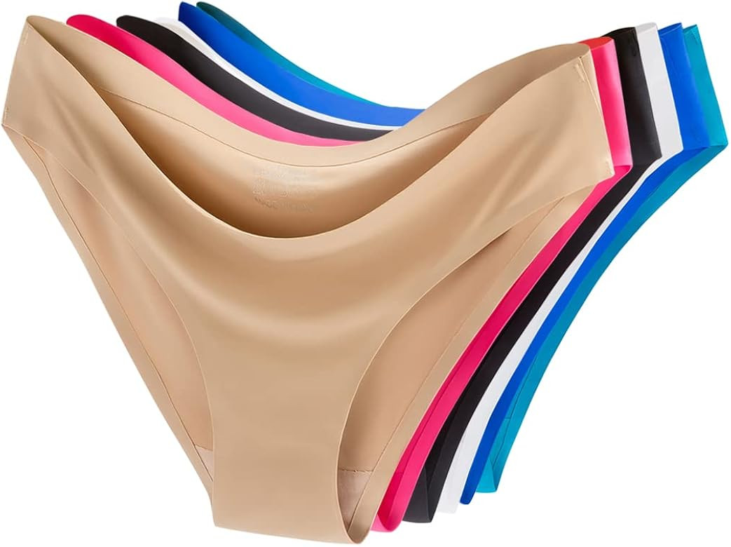 COSOMALL 6 Pack Women's Invisible Seamless Bikini Underwear Half Back Coverage Panties | Amazon (US)