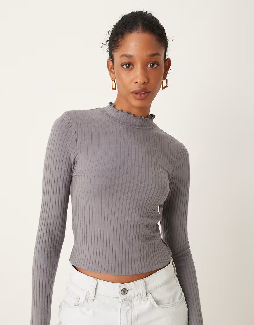 JDY high neck long sleeve top in gray | ASOS (Global)