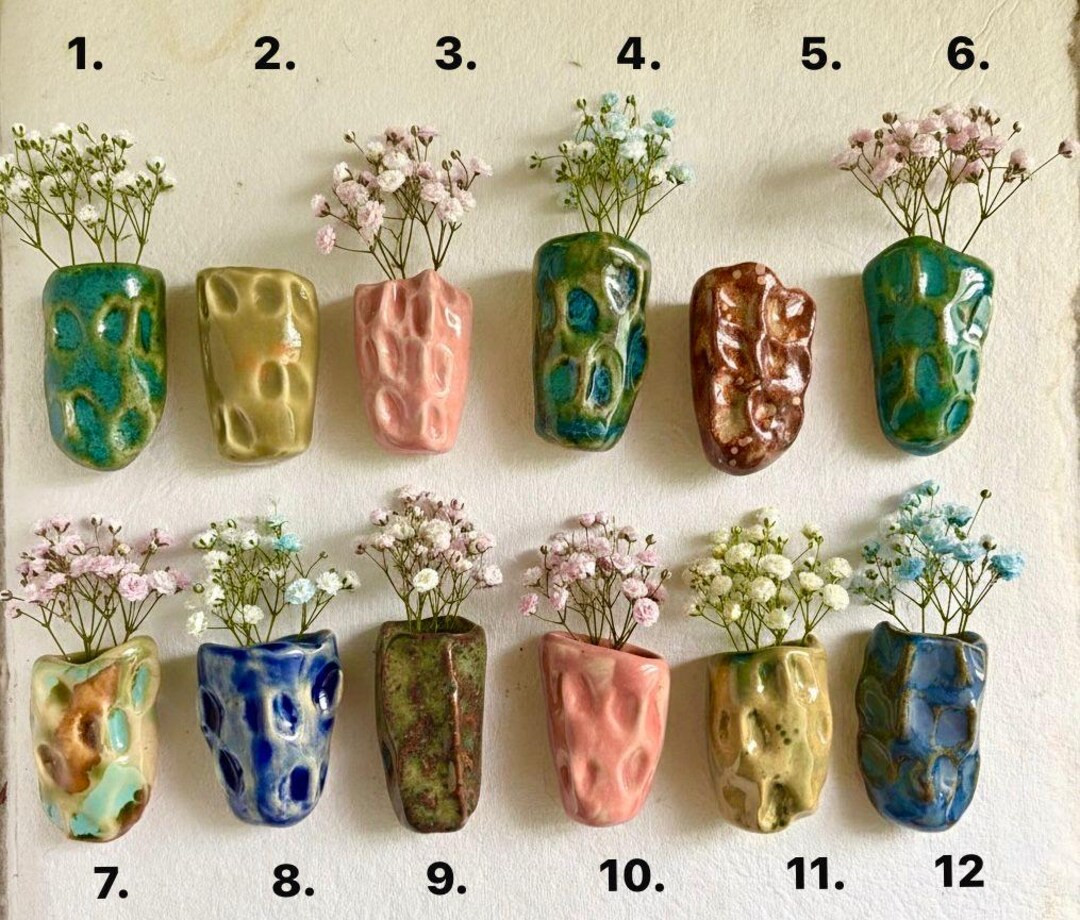 Assorted Pinched Ceramic Pot Fridge Magnet , Mystery Ceramic Fridge Magnet Pot for Buds, Christma... | Etsy (US)