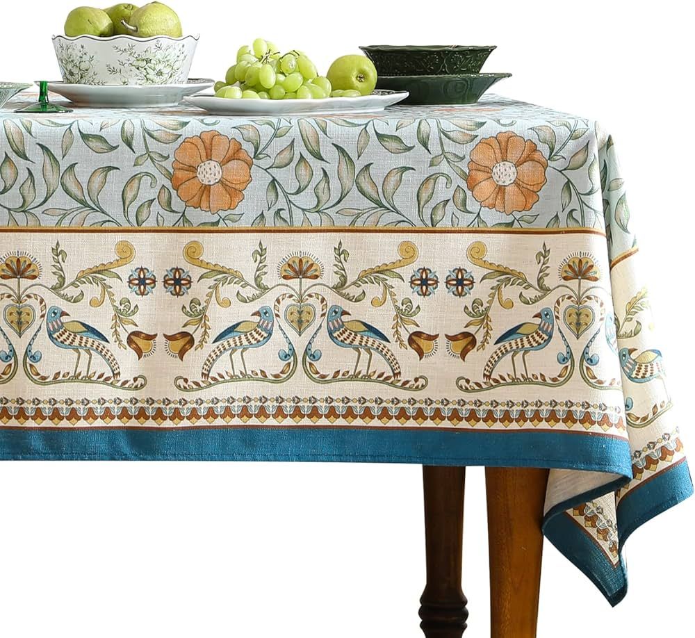 Designer French Linen Tablecloth Italian Pattern Table Cloth Rectangular Kitchen Dining Table Cov... | Amazon (US)