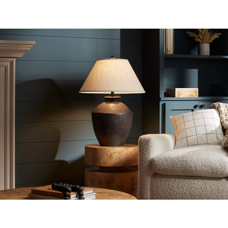 Franklin Iron Works Massa 29 1/2" Black Terracotta Jar Table Lamp - #70X06 | Lamps Plus | Lamps Plus