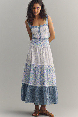 By Anthropologie Printed Pintuck Sleeveless Dress | Anthropologie (US)