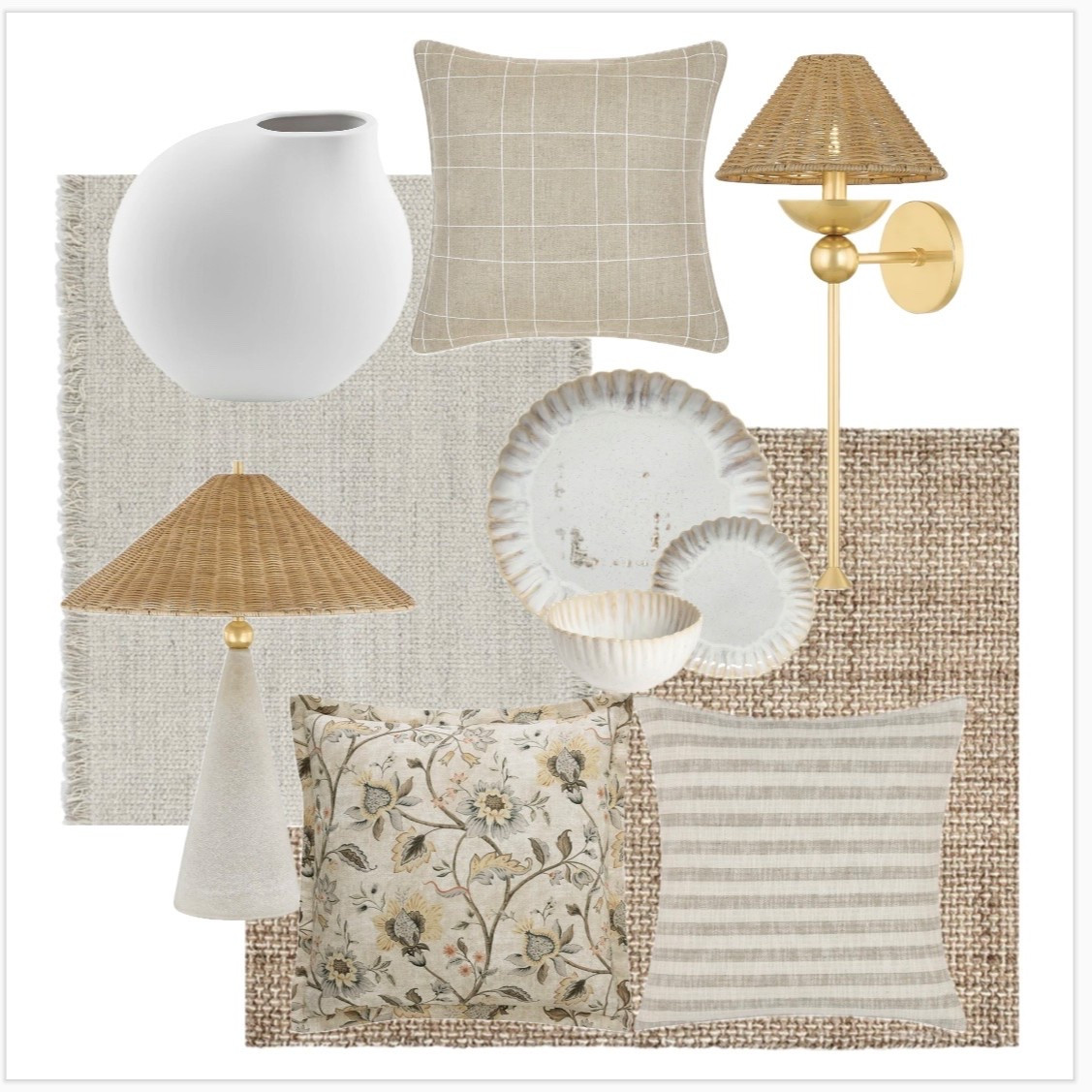 Mintly Home | Neutral Organic Style | Organic Materials Organic Rugs | Table Lamps | Wall sconces | Pillows | Vases | Dinnerware

#LTKHome