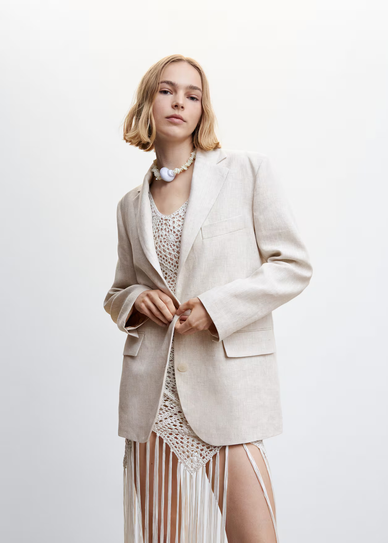 Linen oversized blazer -  Women | Mango USA | MANGO (US)