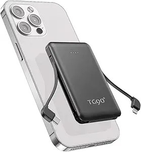 TG90° Portable Charger 6000mah External Battery Packs, Ultra Slim Power Bank with Built-in Cable... | Amazon (US)