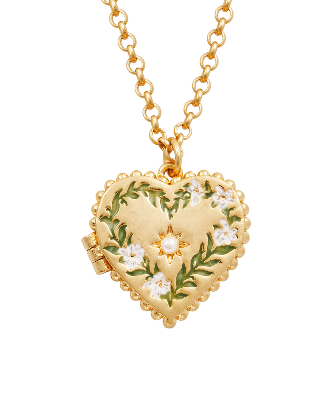 Gold Jasmine Heart Locket Necklace | Fable England