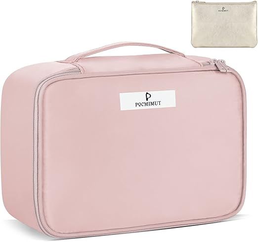 Pocmimut Makeup Bag Cosmetic Bag Travel Makeup Bag for Women Large Make Up Bag with Brush Holder ... | Amazon (US)