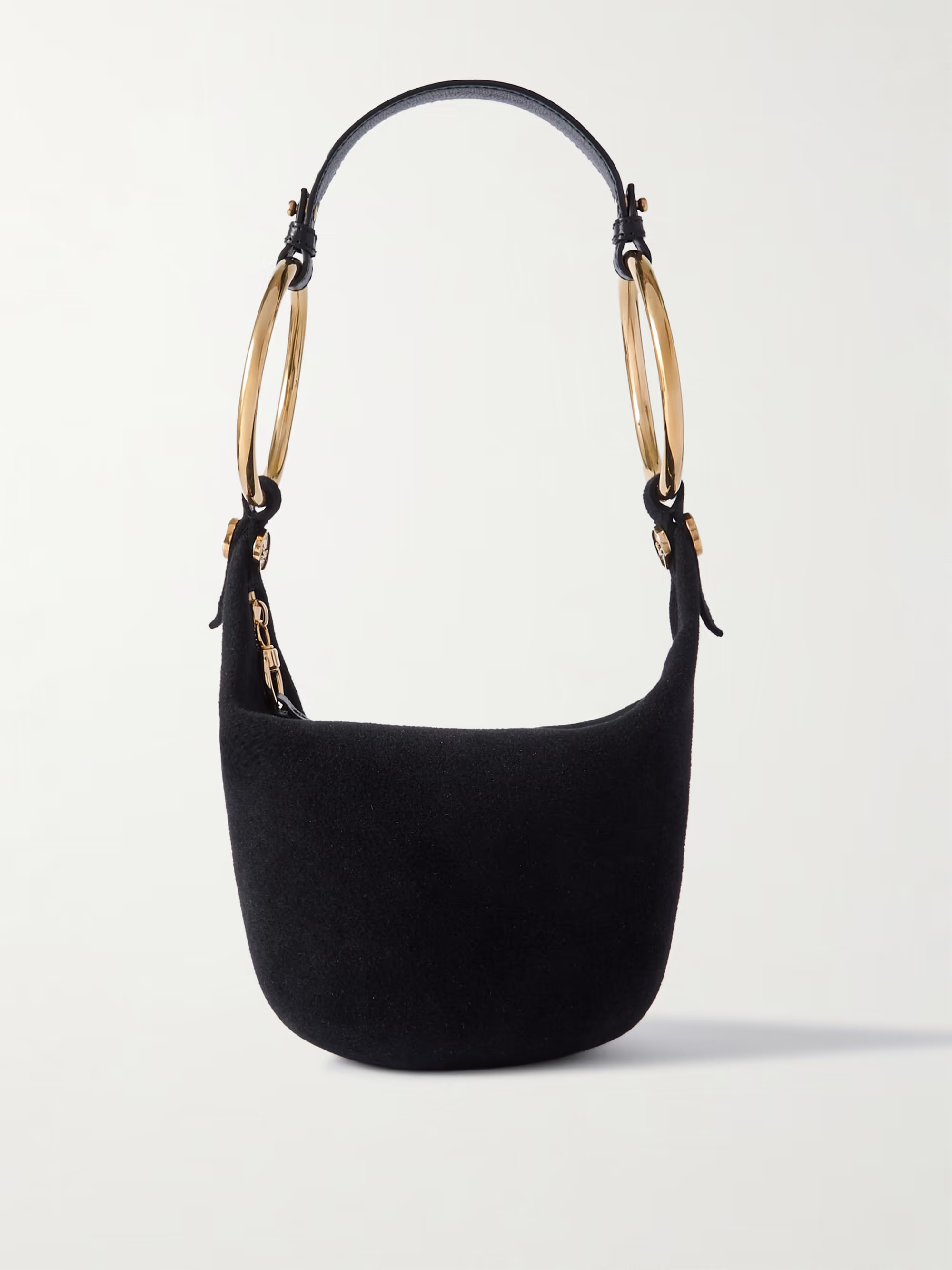 Bracelet embellished leather-trimmed suede shoulder bag | NET-A-PORTER (US)
