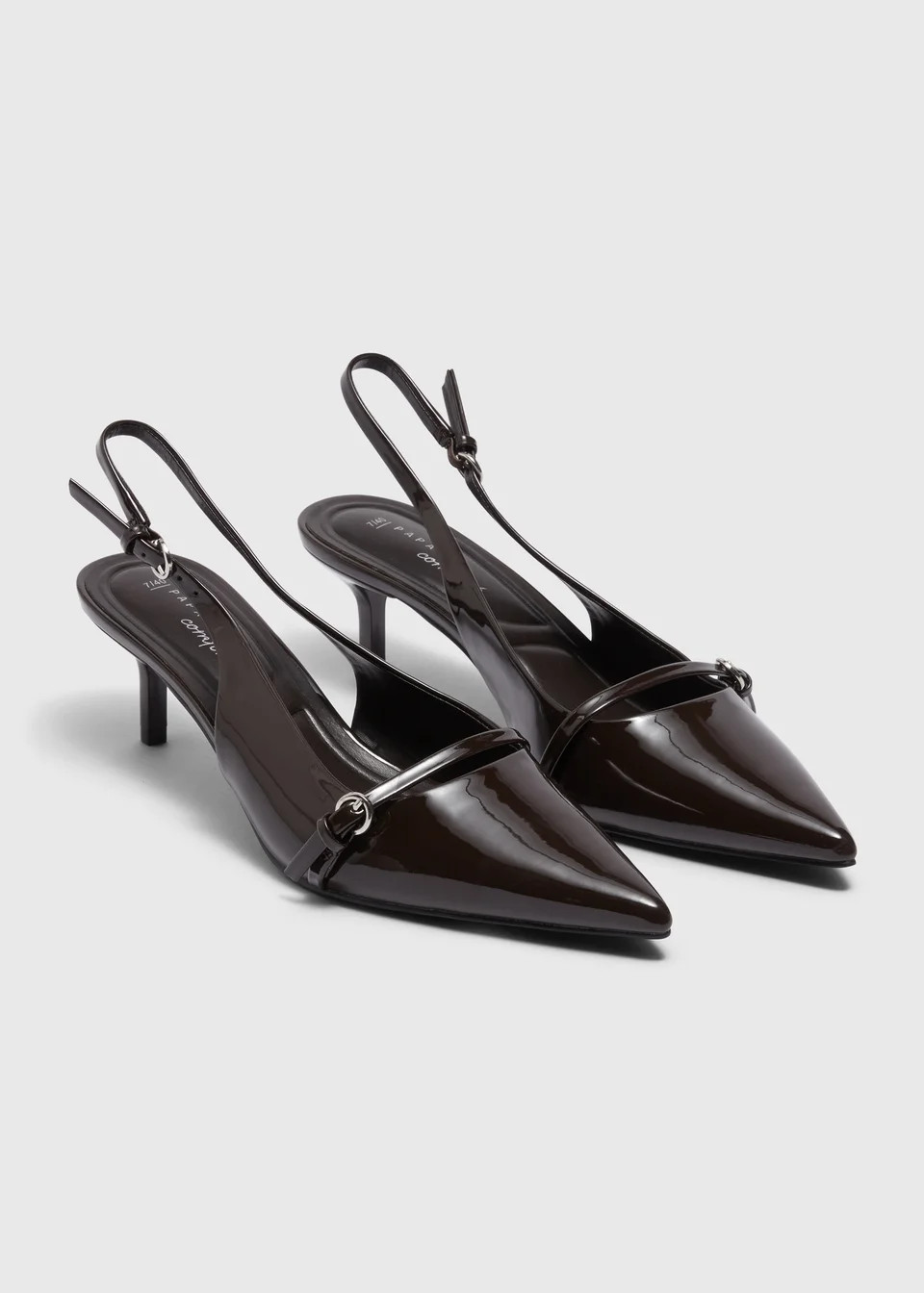 Et Vous Chocolate Brown Point Slingback Heels - Size 5 | Matalan (UK)