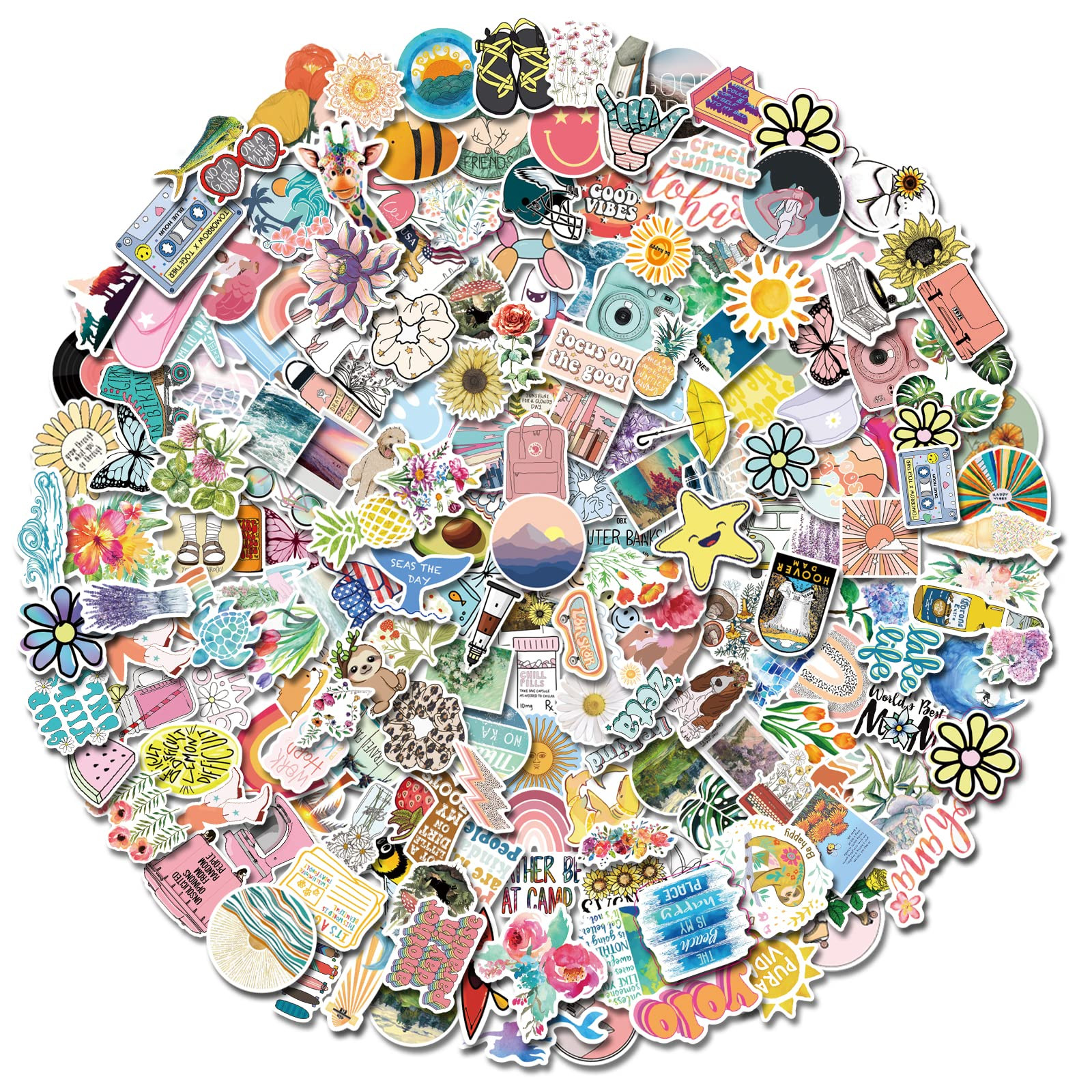 Stickers for Kids, 200 PCS Cute Vinyl Waterproof Aesthetic Water Bottle Stickers for Laptop, PC, ... | Amazon (US)