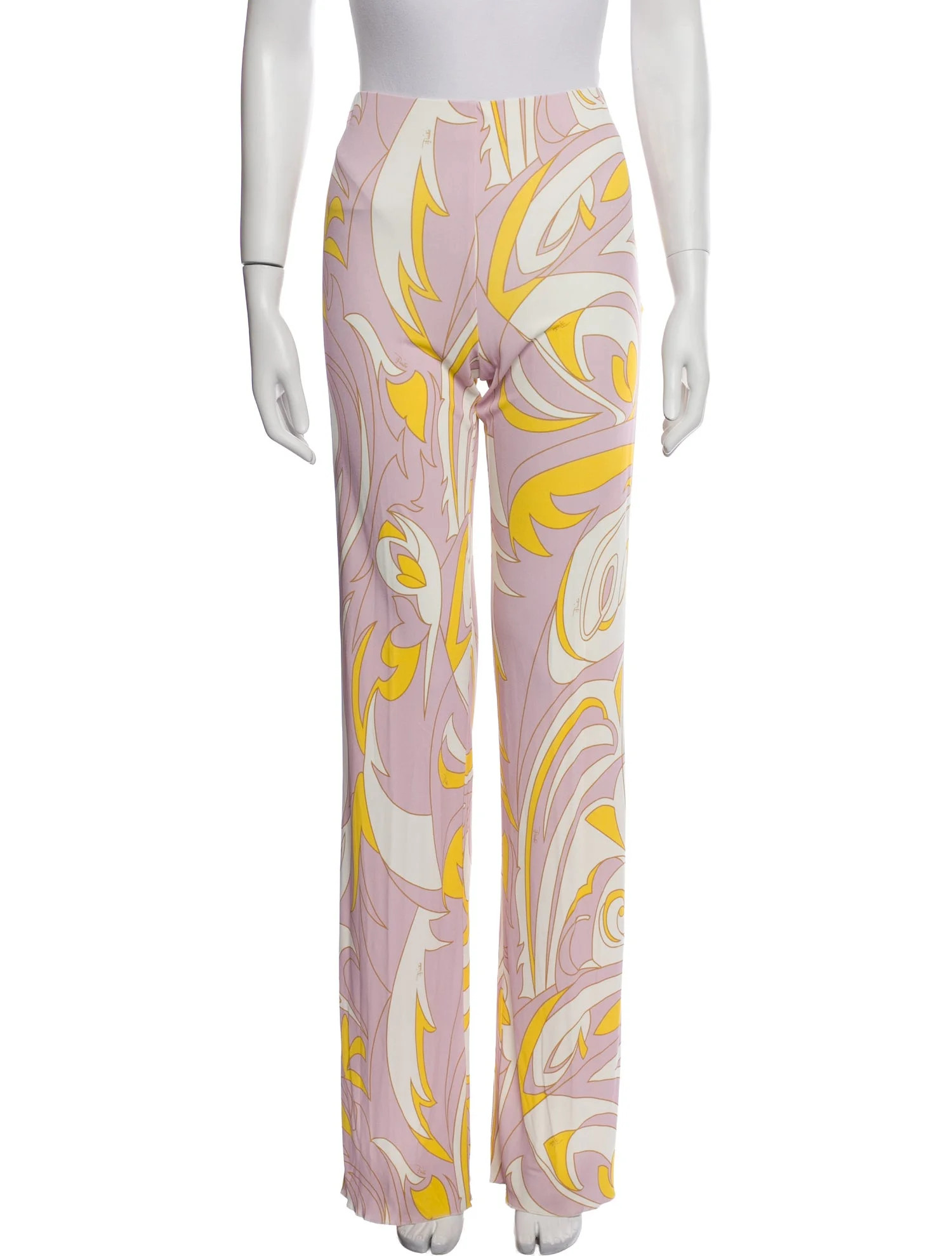 Emilio Pucci Printed Wide Leg Pants - 11" Rise, Pink Pants, Clothing - EMI145218 | The RealReal | The RealReal