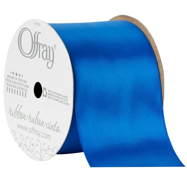 Offray Ribbon, Royal Blue 2 1/4 inch Single Face Satin Polyester Ribbon, 9 feet | Walmart (US)