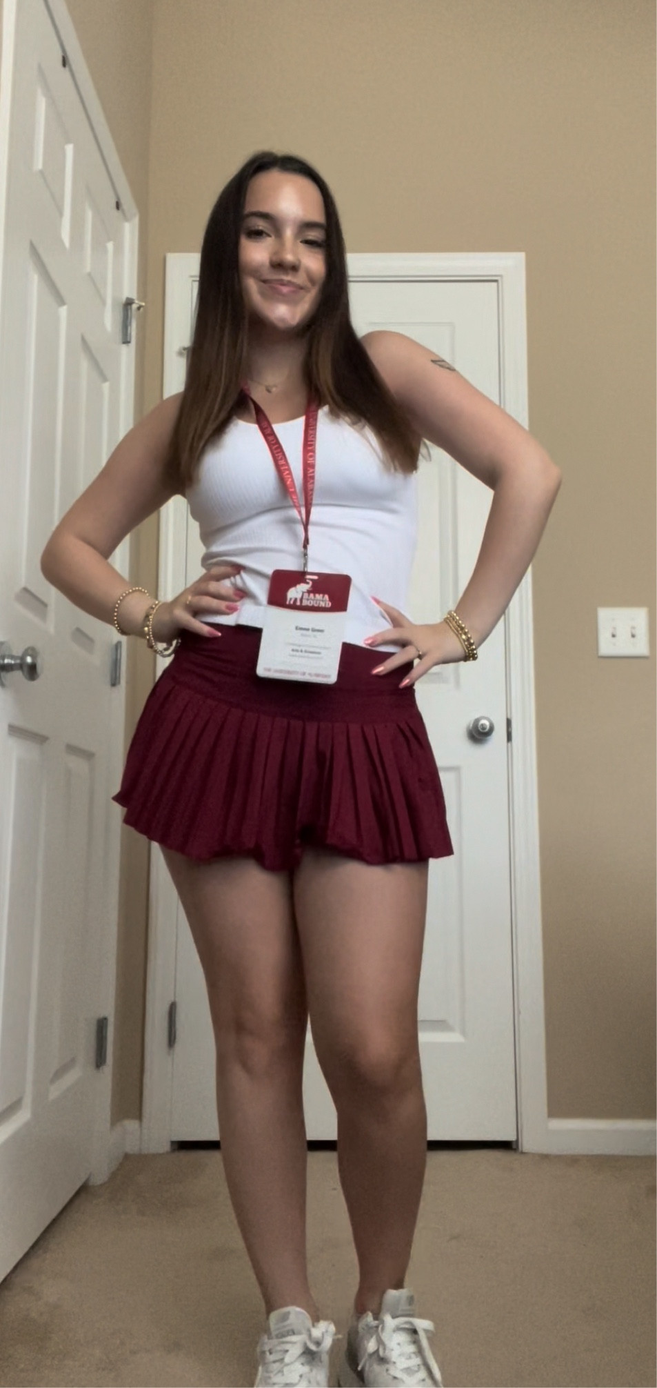 bama bound fit🤍♥️ skirt is in the color “crimson"

#LTKActive #LTKFindsUnder100 #LTKStyleTip