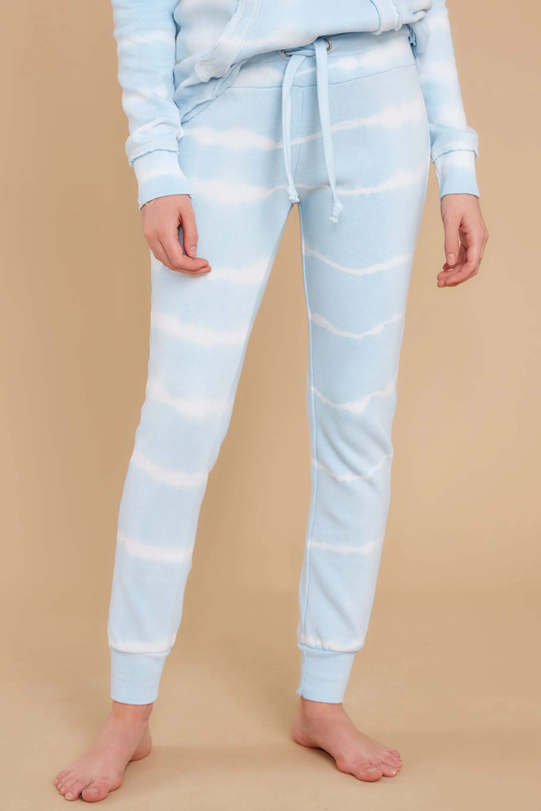 Let's Be Comfy Sky Blue Tie Dye Joggers | Red Dress 