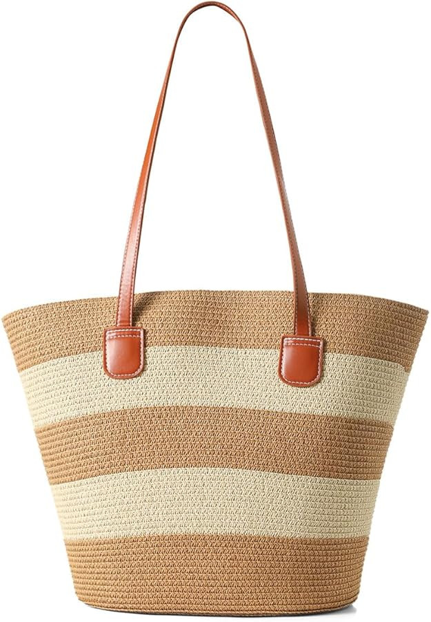 Straw Bags For Women | Travel Straw Totes Bag, Summer Woven Shoulder Bag Handbag | Amazon (US)