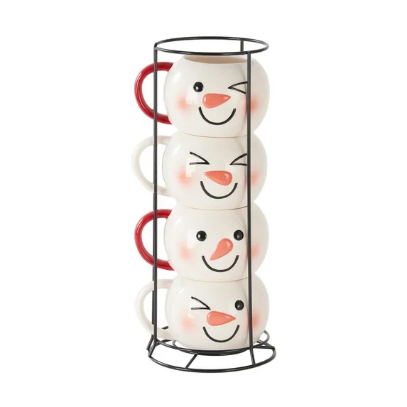 Holiday Time Ceramics 12 Oz Snowman Stacking Mug Stack, Set of 4 | Walmart (US)