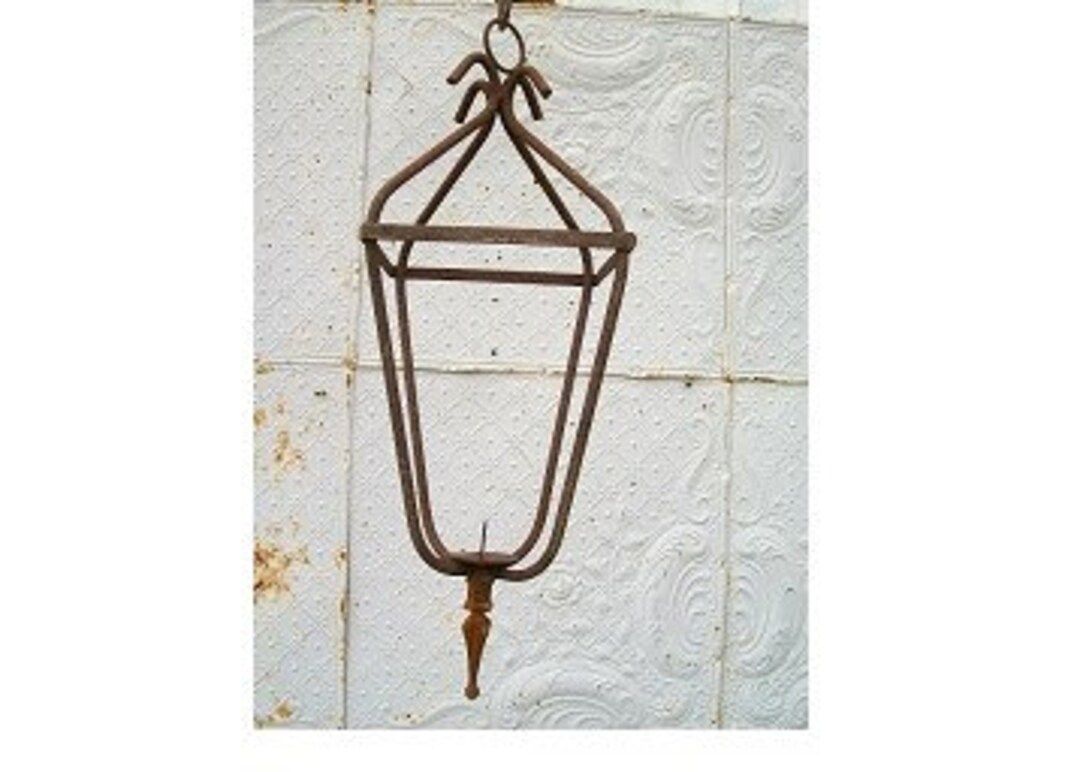 Wrought Iron 22 Hanging Lantern Lighting Orb Indoor or Outdoor Patio Metal Candelabra Rustic Wax ... | Etsy (US)