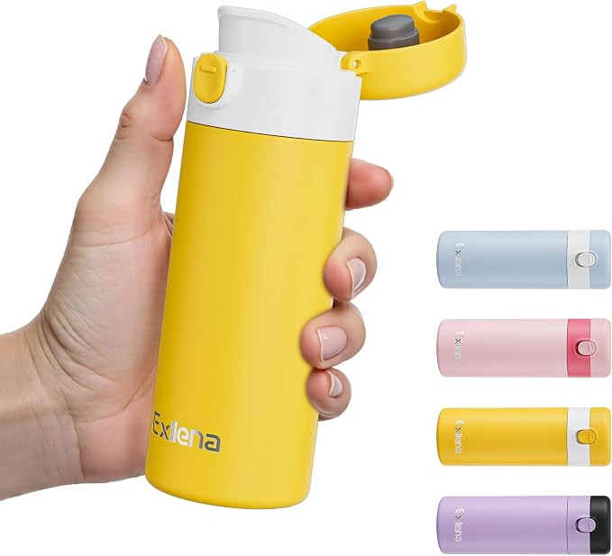 Exllena Small Insulated Water Bottle with Push-Button Lid – 7.5oz/220ml Mini Flask, Leakproof M... | Amazon (US)