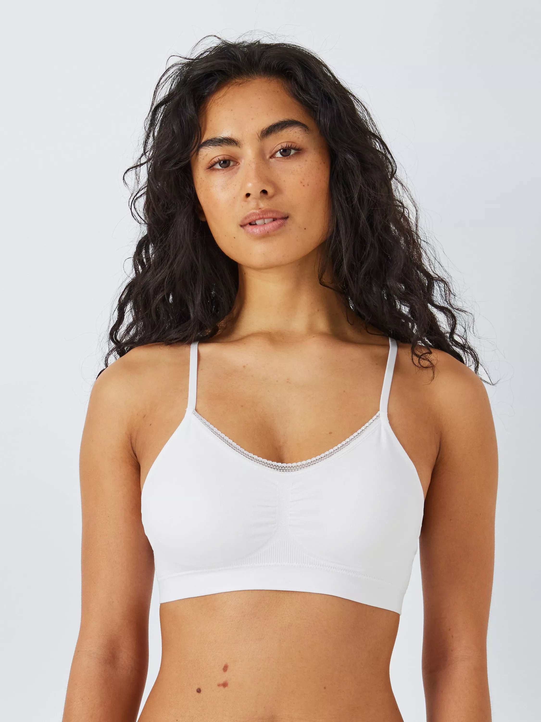 ANYDAY Gentle Support April Seamfree Cropped Bra, White | John Lewis (UK)
