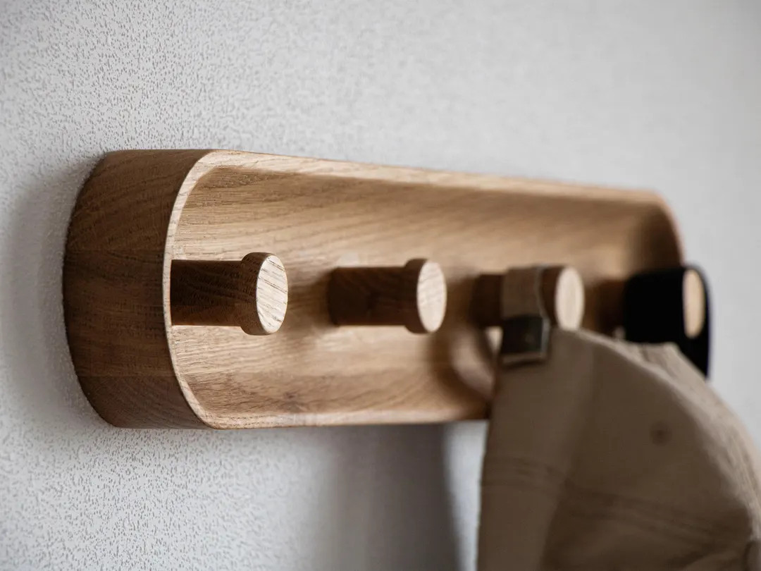 Wall Hanger - Wooden wall hanger - Oak coat rack - Modern wall hook - Scandinavian entryway hange... | Etsy (US)