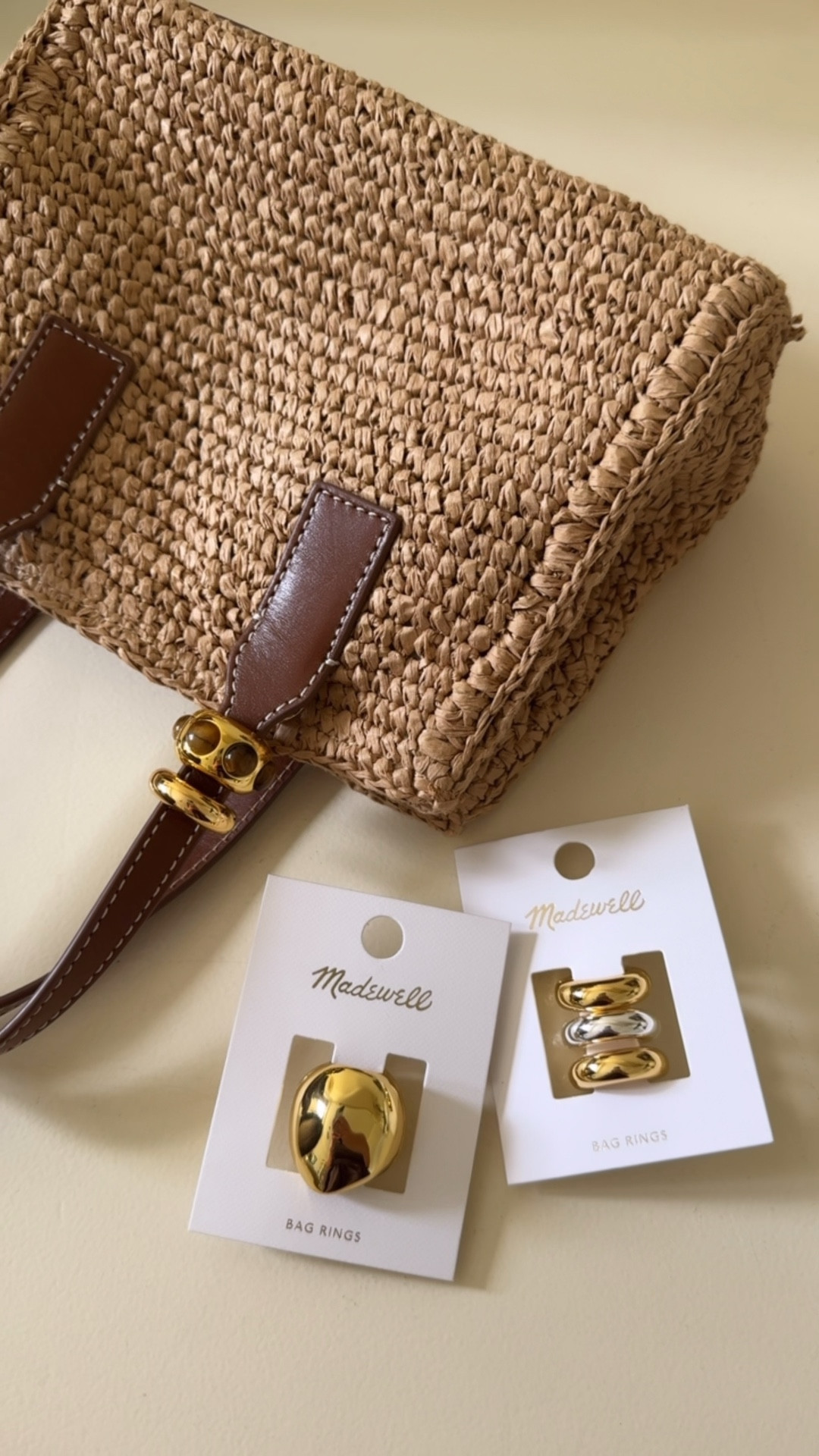 Summer bag ring charms. Madewell. Straw bag. 

#LTKSeasonal #LTKOver40