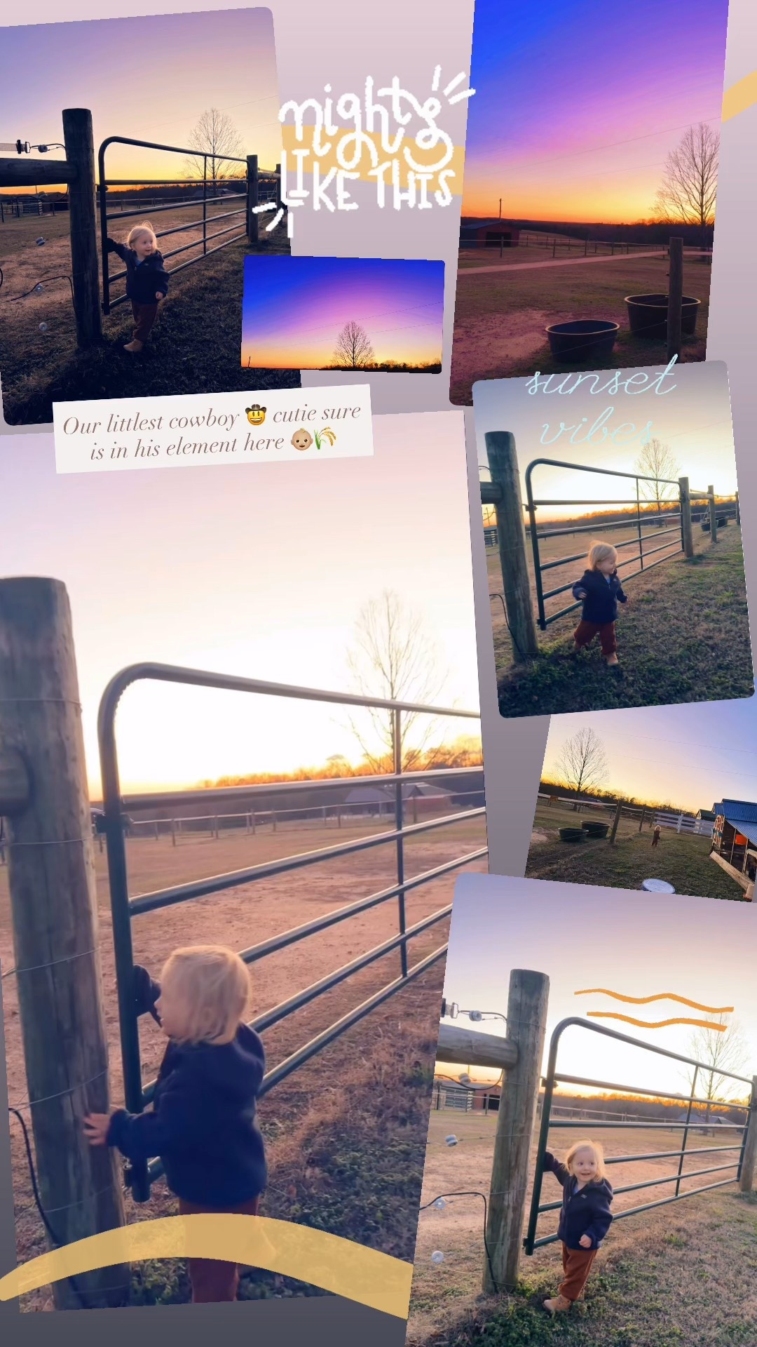 Our littlest cowboy 🤠 cutie sure is in his element here 👶🏼🌾