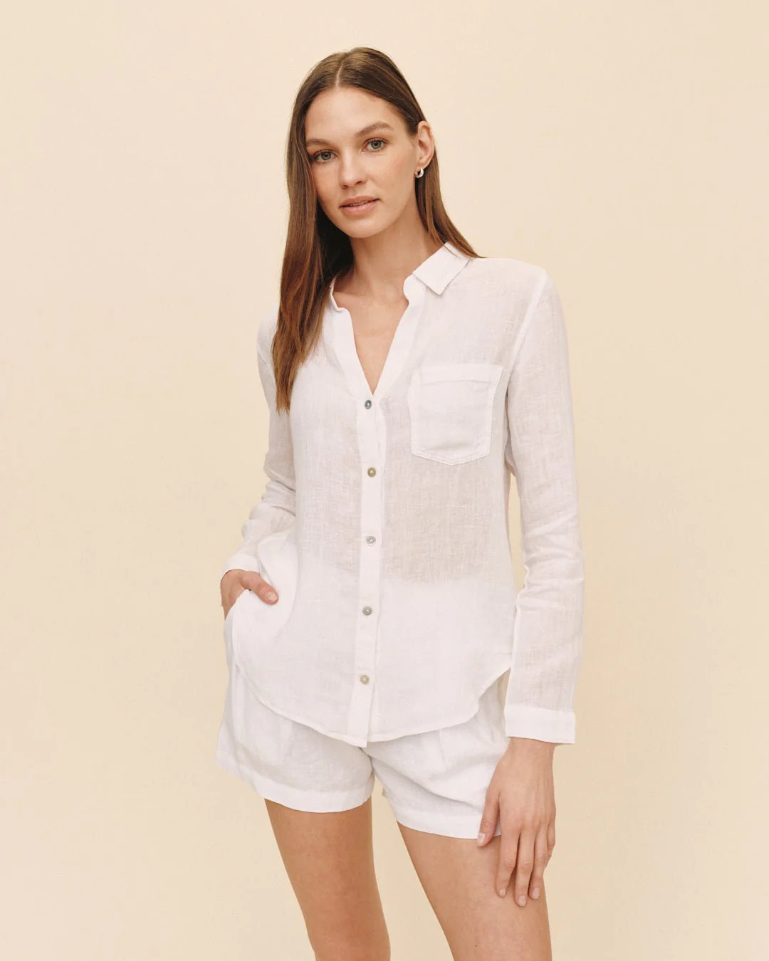 White Pocket Button Down Shirt in White - Bella Dahl | Bella Dahl