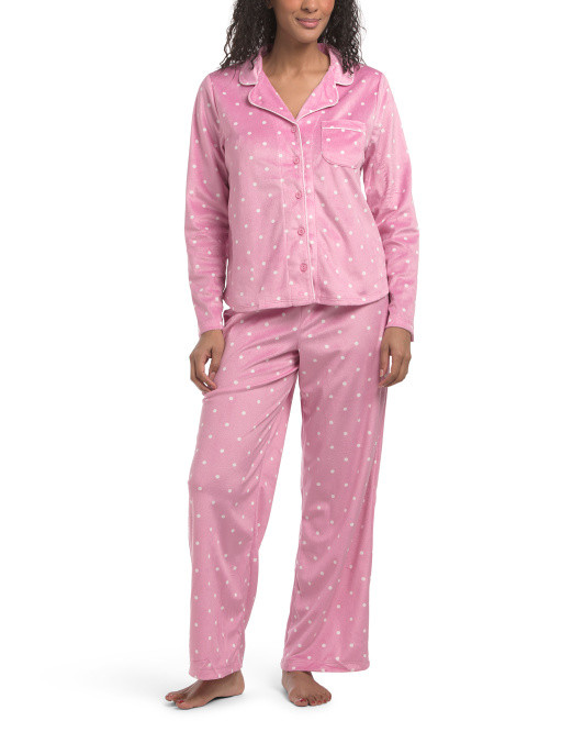 2pc Polka Dot Notch Collar Pajama Set | TJ Maxx