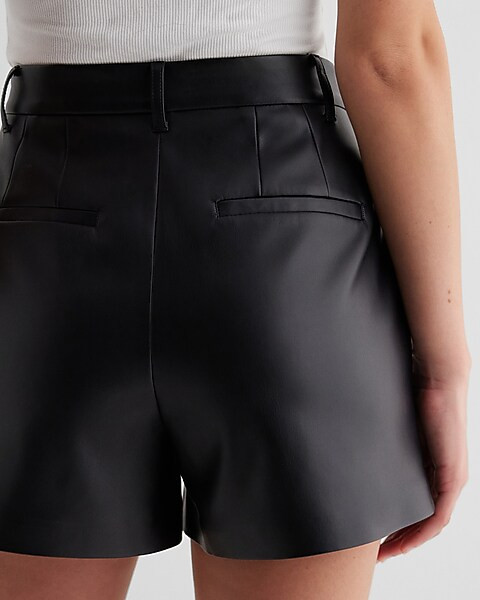 Editor High Waisted Faux Leather Shorts | Express