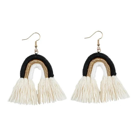 Tassel Rainbow Style Earrings Pendant Dangle for Women Girls Clothes Decor Black | Walmart (US)