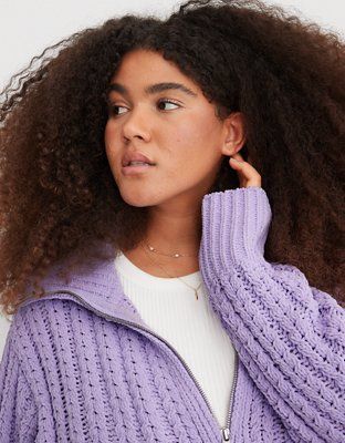 Aerie Cable Car Quarter Zip Sweater | American Eagle Outfitters (US & CA)