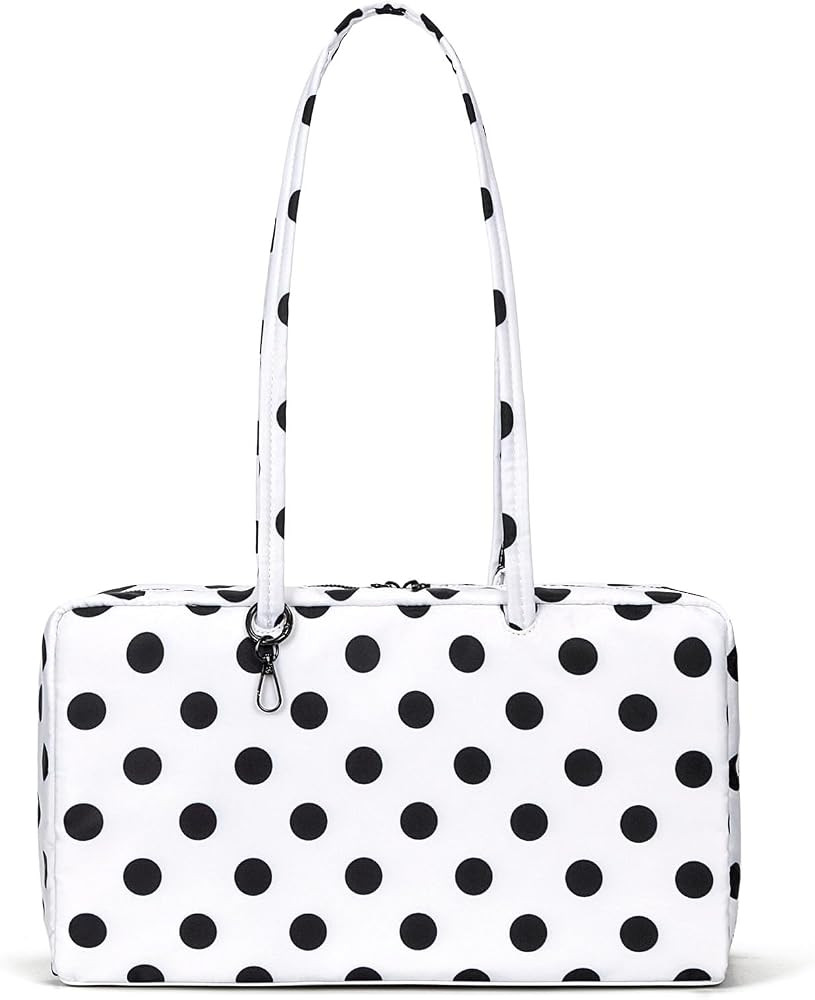 Nylon Polka Dots Bowler Bag Polka Dots Purse for Women Nylon Shoulder Bag Top Handle Tote Bag wit... | Amazon (US)