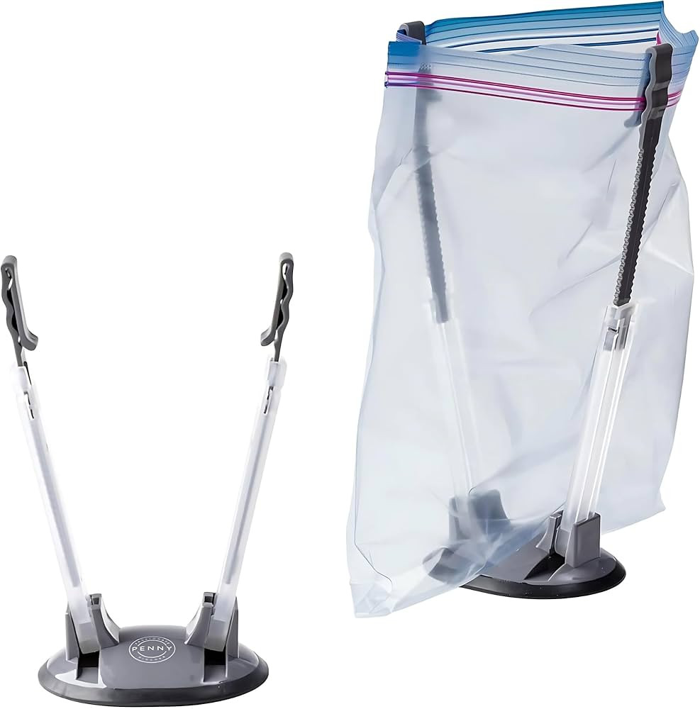 Freezer Bag Stands (2 Pack) | Baggy Rack Holder for Food Prep Bag | Meal Planning | Ziploc Bag Ho... | Amazon (US)