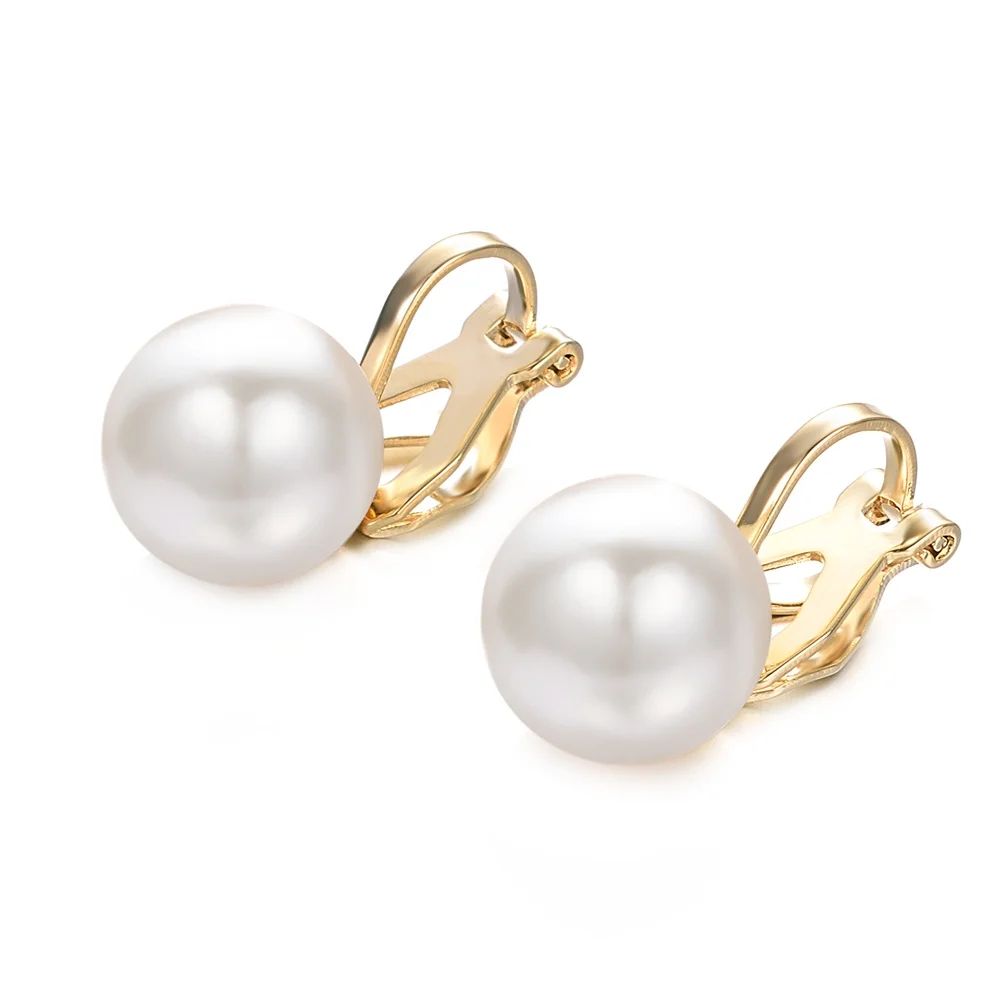 Yoursfs Tiny Pearl Clip On Earrings for Women 18K Gold Plated Faux Pearls Non Painful Bridal Earr... | Walmart (US)