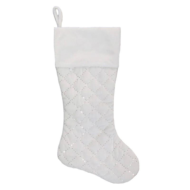White Velvet Stocking, 20" | At Home