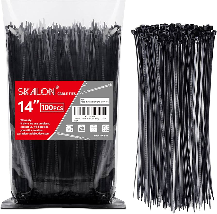 Zip Ties 14 inch (100 Pack), Black, 50lb Tensile Strength, UV Resistant Cable Ties for indoor and... | Amazon (US)