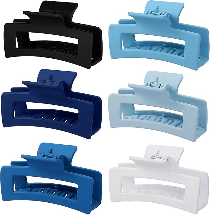 3.5 Inch Medium Hair Claw Clips 6 Pack Hair Clips for Women Square Rectangle Claw for Hair Banana... | Amazon (US)