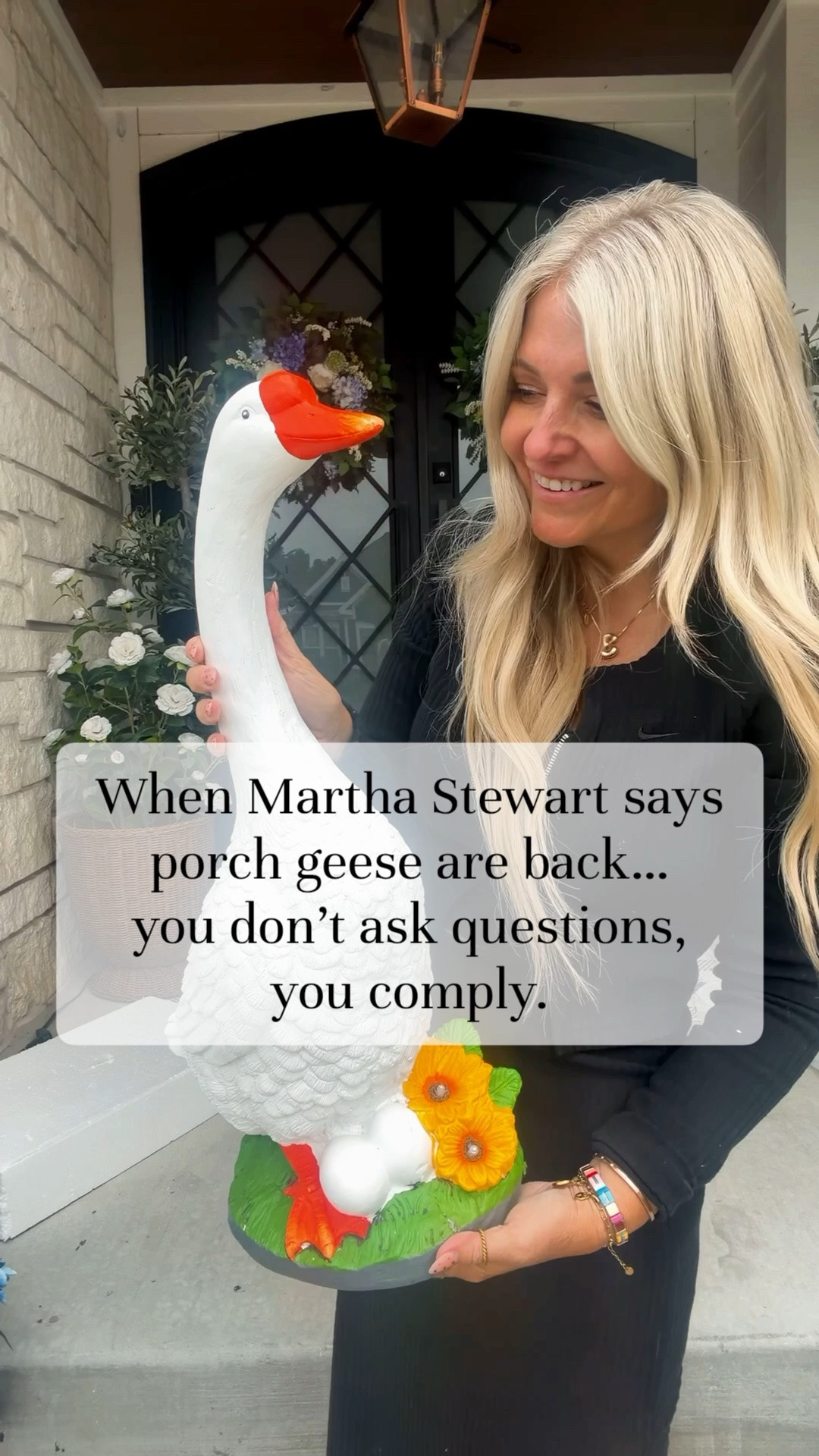 Welcome to the porch goose club… where one goose somehow turns into 17 outfits. 

I don’t make the rules.🪿

#LTKmomlife #LTKHome #LTKSeasonal