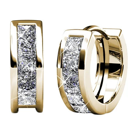 Cate & Chloe Giselle 18k Yellow Gold Plated 15mm Hoop Earrings with Swarovski Crystals for Women | Walmart (US)