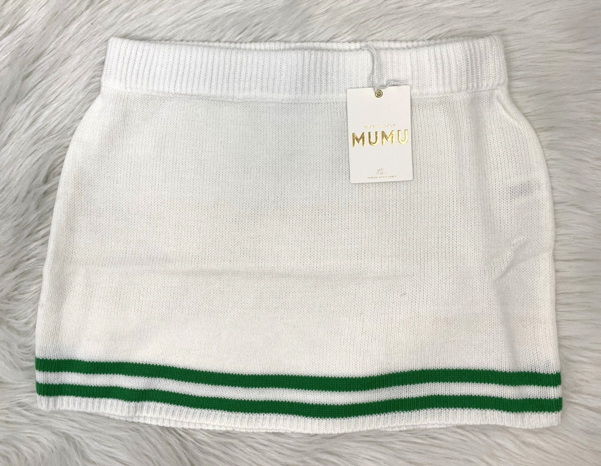 Show Me Your Mumu Women's Sz L White Green Stripe Knit Serve Skirt New | eBay | eBay US